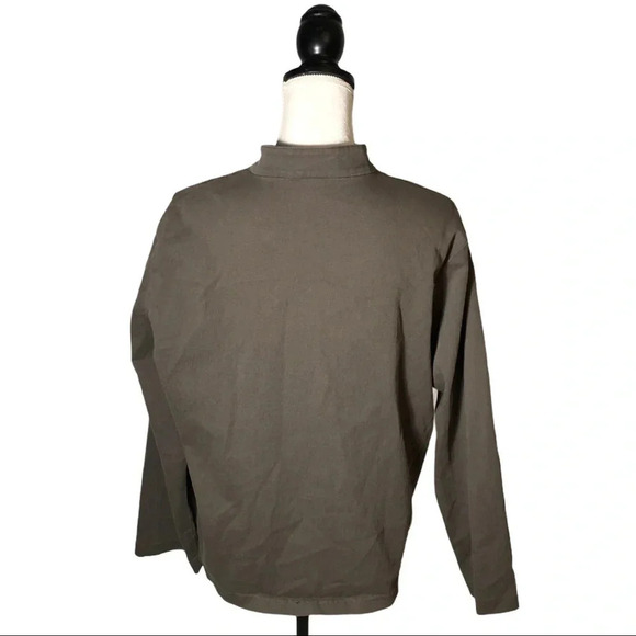 EILEEN FISHER Organic Cotton Mandarin Collar Olive Green Utility Shacket - Picture 5 of 10